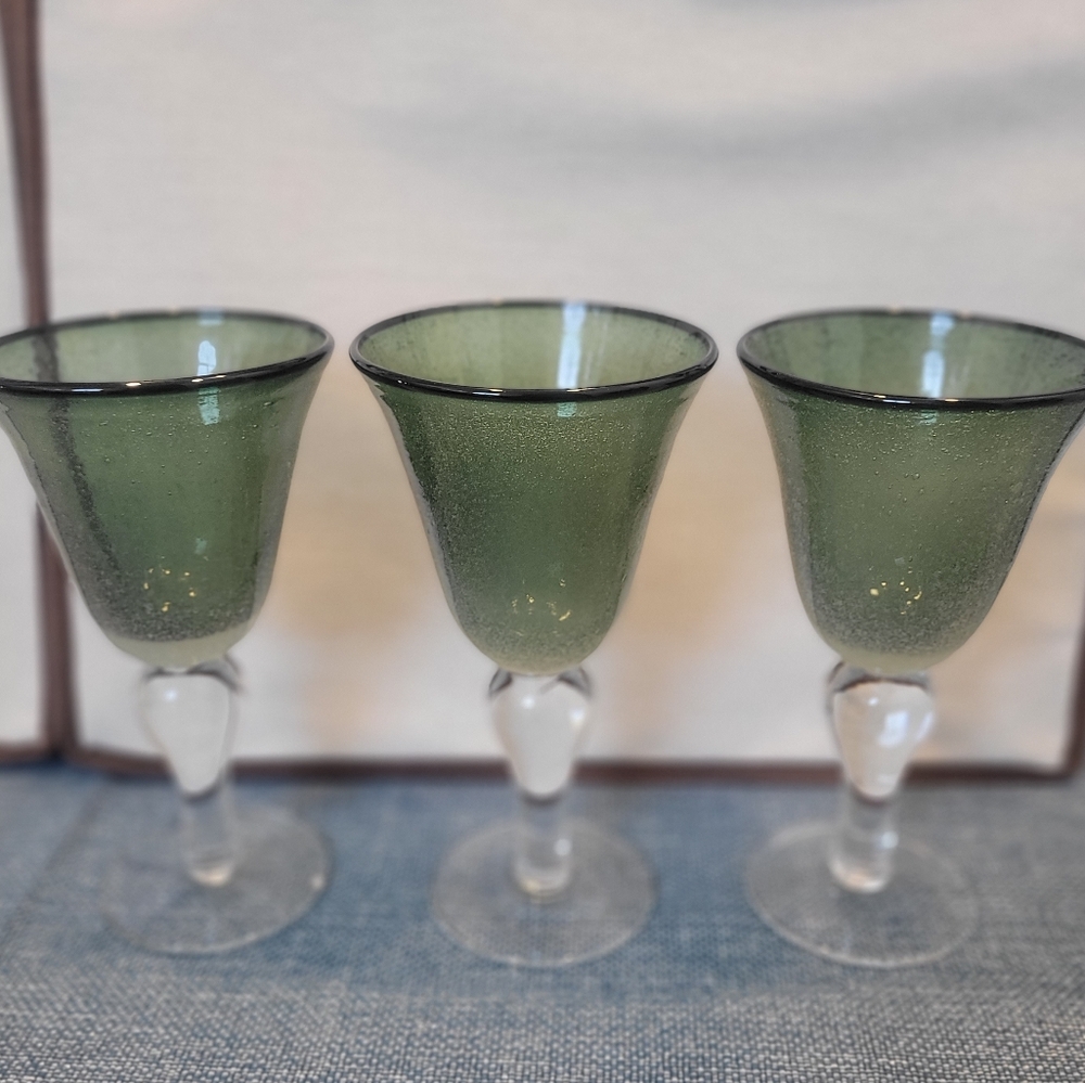 Vintage Artland Iris Emerald Sage goblets - set of 3